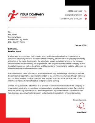 Free  Template: Black And Red Modern Creative Letterhead Template