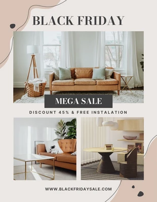 Free  Template: Cream Modern Playful Black Friday Interior Mega Sale Poster