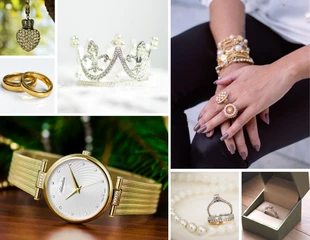 premium  Template: Collage di foto di gioielli di lusso