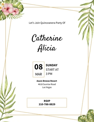 Free  Template: Black Yellow And Floral Minimalist Quinceanera Party Invitation