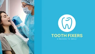 Free  Template: بطاقة عمل صور هندسية زرقاء بسيطة لطب الأسنان