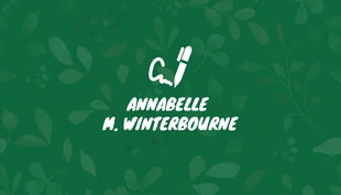 Free  Template: Carte De Visite Écrivain de motif floral moderne vert et blanc