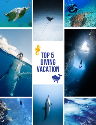business  Template: White Modern Diving Vacation Cool Photo Collages