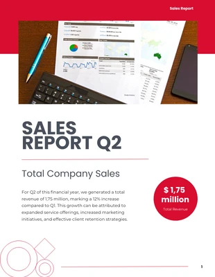 Free  Template: Red Line Sales Report