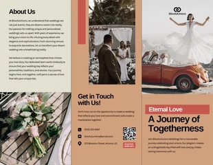 Free  Template: Cream and Orange Simple Minimalist Wedding Tri-fold Brochure