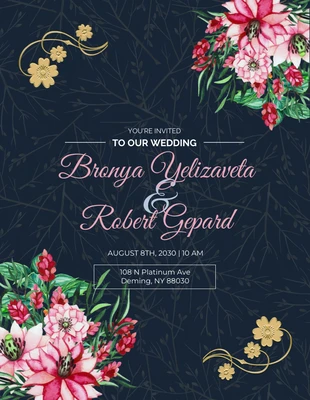 Free  Template: Invitation à une réception de mariage floral