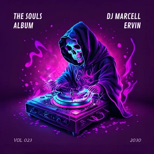 premium  Template: Portada del álbum de DJ con ilustración moderna de color morado oscuro