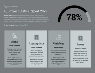 Free  Template: Quarterly Project Status Progress Report 