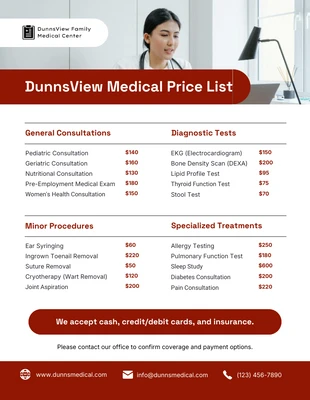 premium  Template: Plantilla de lista de precios médicos