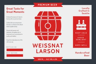 Free  Template: Etichetta della birra minimalista rossa e grigia