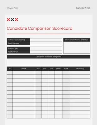 Free  Template: Simple Red and Black Interview Form
