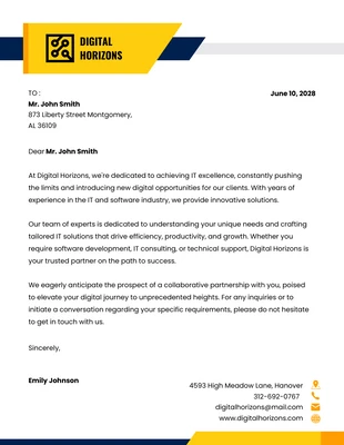 premium  Template: Modern Navy And Yellow IT And Software Letterhead
