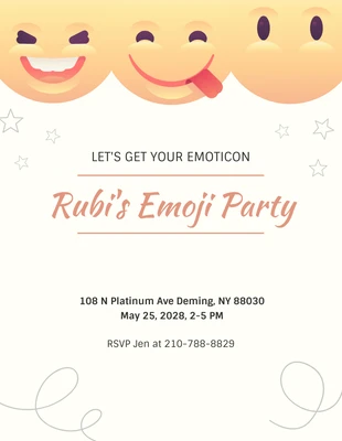 Free  Template: Invitation pastel propre Emoji Party