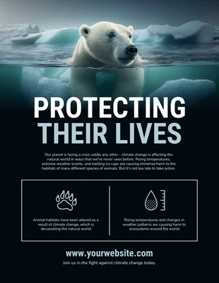 Free  Template: Campaña negra de carteles sobre el cambio climático