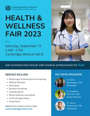 Free  Template: Blue Healthcare Fair Flyer