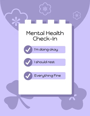 Free  Template: Folheto roxo claro de check-in de saúde mental