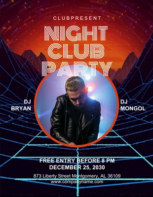 Free  Template: Negro y naranja Moderno Night Club Party Flyer