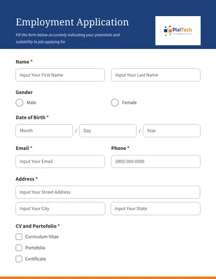 Free  Template: Blue And Orange Minimalist Application Form