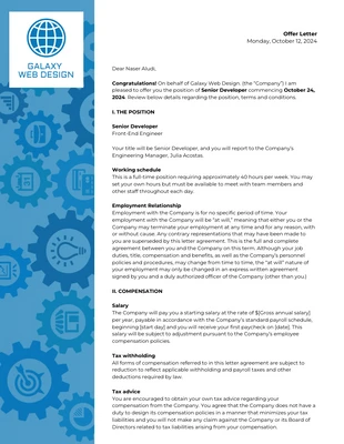 business  Template: Carta de oferta de emprego com padrão de engrenagem azul