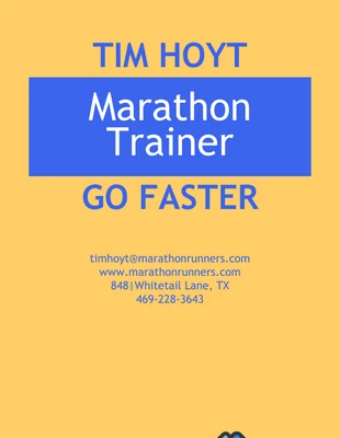 Free  Template: Bright Marathon Trainer Business Card