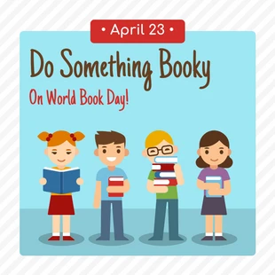 premium  Template: Postagem ilustrativa no Instagram sobre o Dia Mundial do Livro