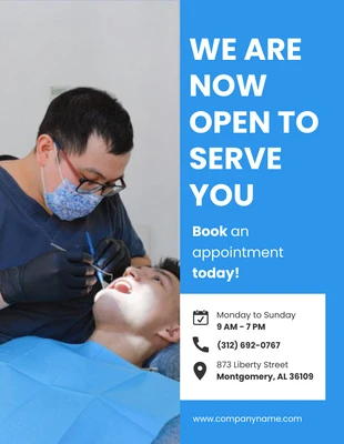 Free  Template: Plantilla azul moderna de horario de clínica dental