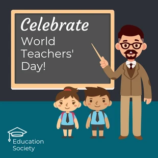 Free  Template: Post Instagram de la Journée mondiale des enseignants