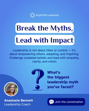 Free  Template: Leadership Myths LinkedIn Social Media Post