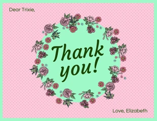 Free  Template: Feminine Dankeskarte mit Blumen
