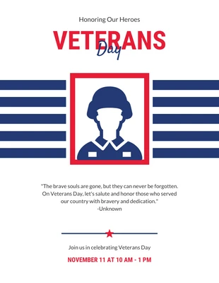 Free  Template: Poster minimalista per il giorno dei veterani di cerchio e linea