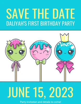 Free  Template: Playful Save the Date Birthday Invitation