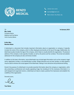 Free  Template: Baby Blue Simple Medical Letterhead Template
