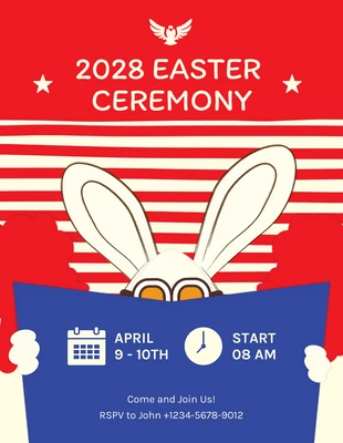 Free  Template: Rote und blaue einfache Illustration der Osterzeremonie-Einladung