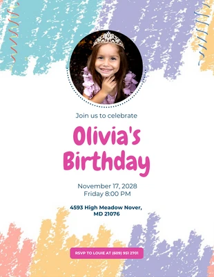 Free  Template: White Colorful Watercolor Kids Party Invitation
