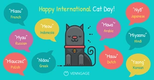 Free  Template: نابضة بالحياة Cat Day Facebook Post