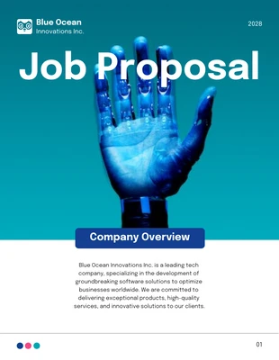 Free  Template: Cyan Blue Electric Modern Job Proposal