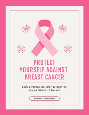 Red And Light Grey Simple Breast Cancer Awareness Poster
