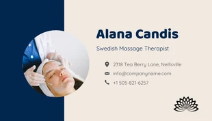 Beige and Blue Simple Massage Therapist Business Card - صفحة 2
