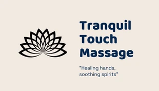 Free  Template: Beige und blaue einfache Massage-Therapeut-Visitenkarte