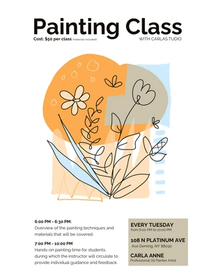 Free  Template: Painting Class with 2 Rundown Schedule Template