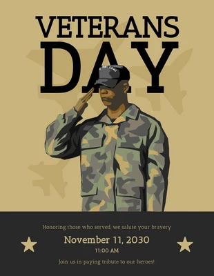 Free  Template: Cartel Simple Del Día De Los Veteranos Marrón Y Negro