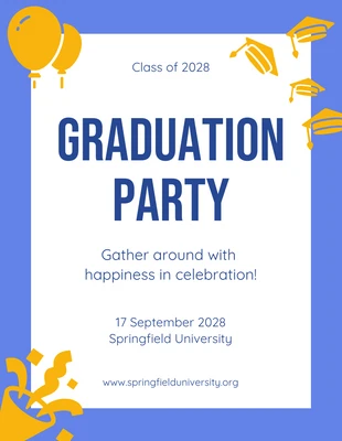 Free  Template: Illustrative Blue and Yellow Graduation Party Invitation