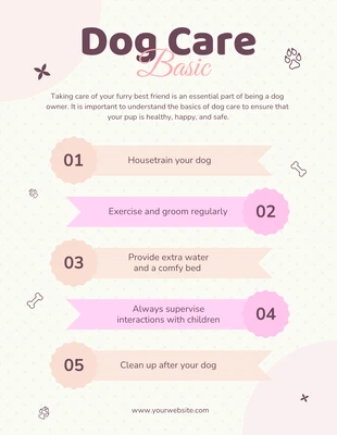 Free  Template: Pôster em pastel sobre dicas básicas de cuidados com o cão
