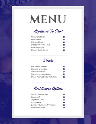 Free  Template: Navy Aesthetic Modern French Menu