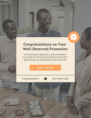 Free  Template: Modèle d'affiche de félicitations pour la promotion d'un emploi (crème orange)