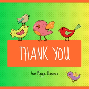 Free  Template: Carte de remerciement aux oiseaux colorés