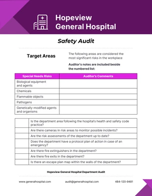 business  Template: Purple and White Modern Safety Audit Form