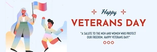 Free  Template: Banner de feliz día de los veteranos de ilustración moderna azul claro y rojo