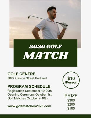Free  Template: Hellgrauer minimalistischer Golf Match Flyer