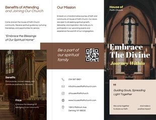 business  Template: Folheto com três dobras marrom elegante para igreja